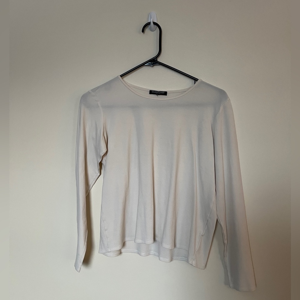 Eileen Fisher Soft Cream Long Sleeve Top
